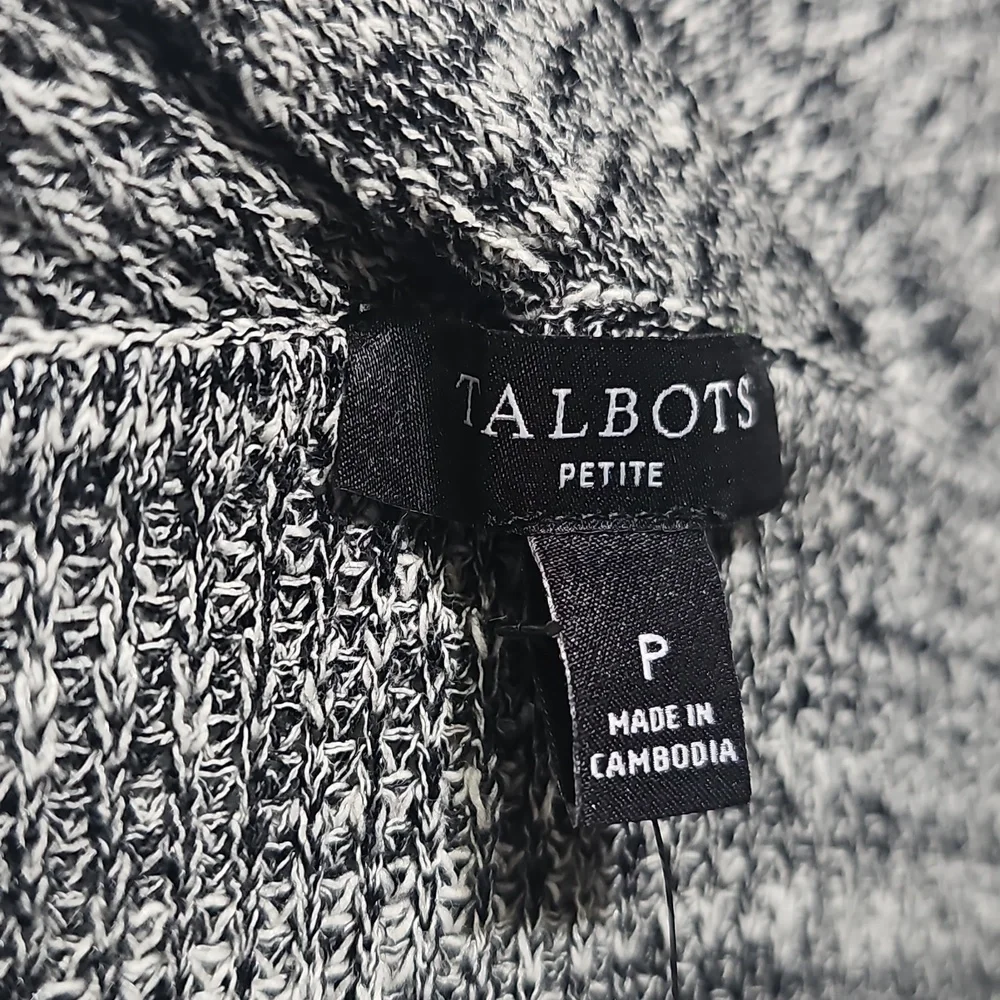 Talbots Grey Open-Front Knit Cardigan Size P Petite New